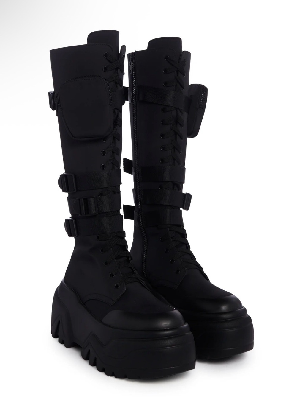 Dolls Kill Mad Hustle Knee High Combat Boots
